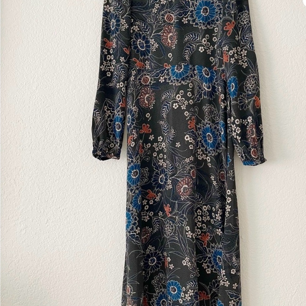 Zara Black Floral Long Sleeve Dress